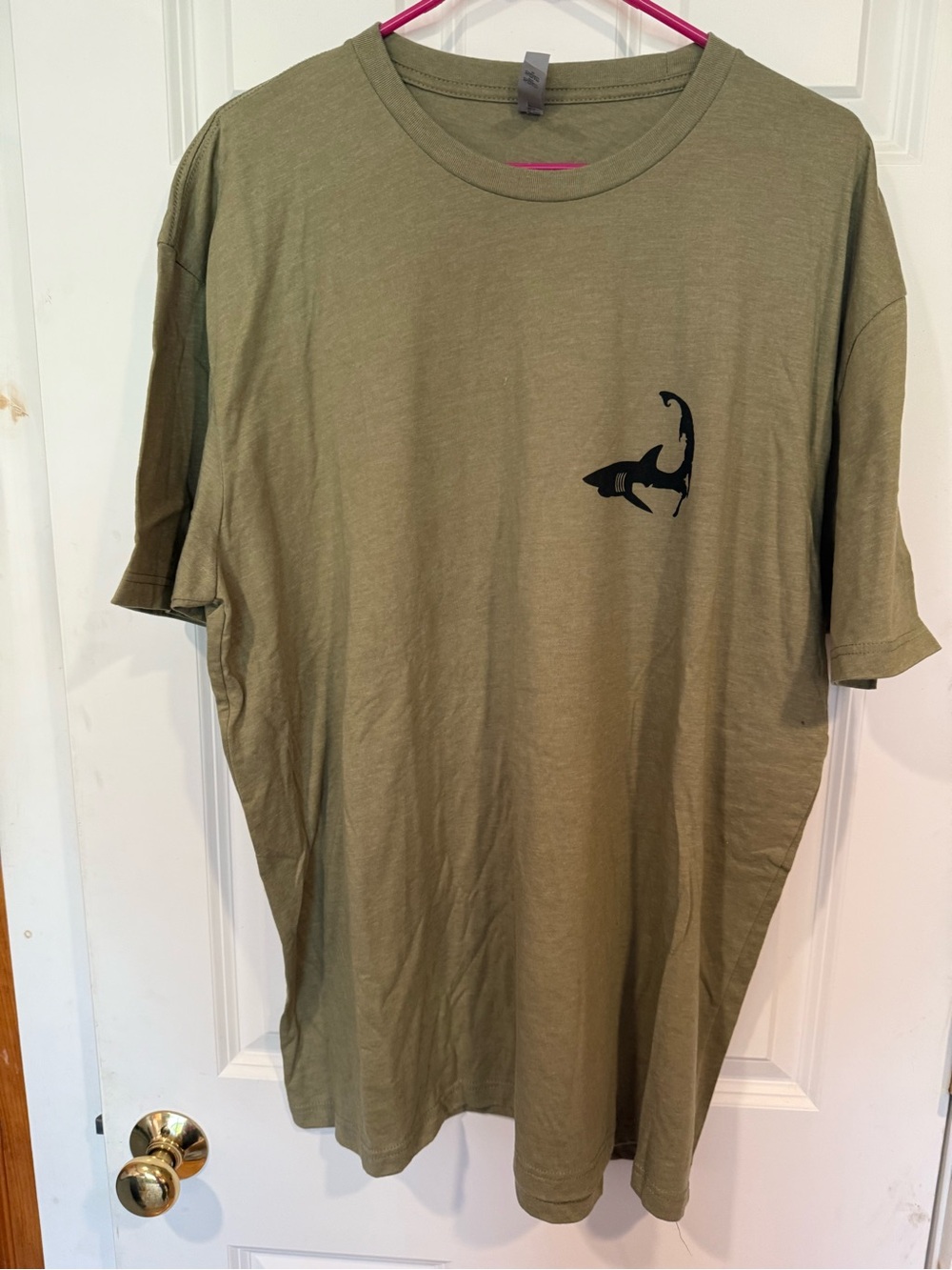 Men's Olive Short-Sleeve T-Shirt with Shark Graphic